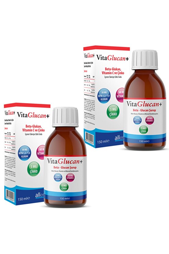 2 Adet Vitaglucan+ 150 Ml Şurup | Beta Glukan + Vitamin C + Çinko