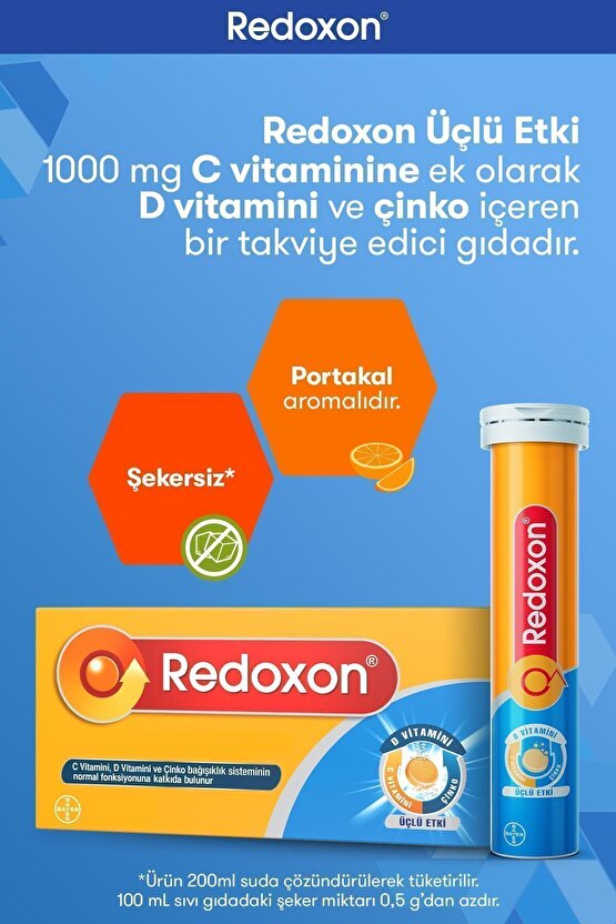 Üçlü Etki 30 Efervesan Tablet I 1000 Mg C Vitamini, D Vitamini Ve Çinko Içeren Takviye Edici