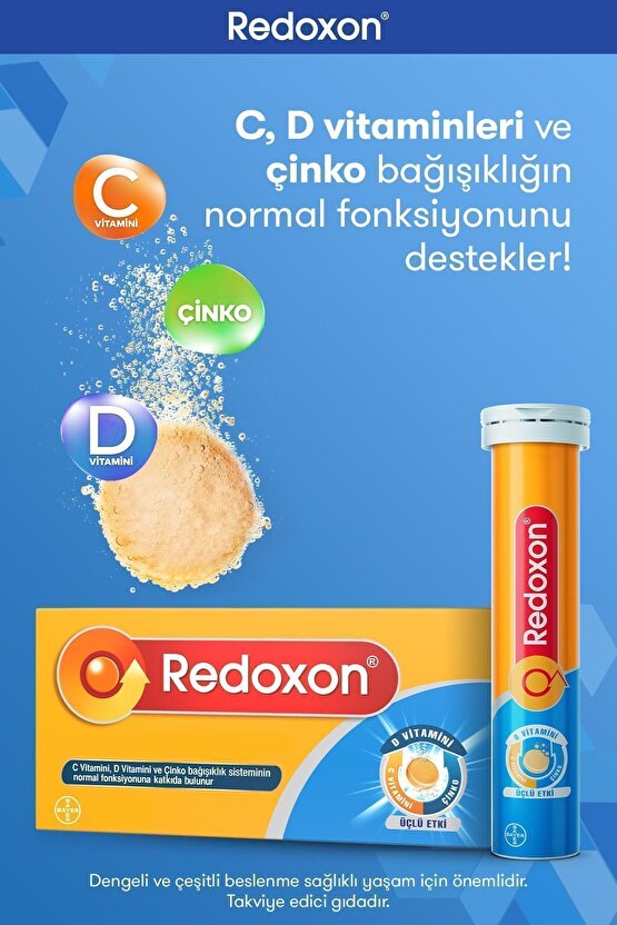 Üçlü Etki 30 Efervesan Tablet I 1000 Mg C Vitamini, D Vitamini Ve Çinko Içeren Takviye Edici