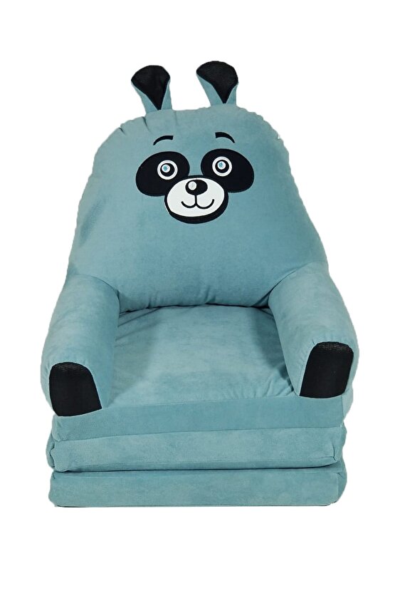 Katlanabilir Bebek-çocuk Koltuğu Sandalye Portatif Yatak Puf Taytüyü Turkuaz Panda