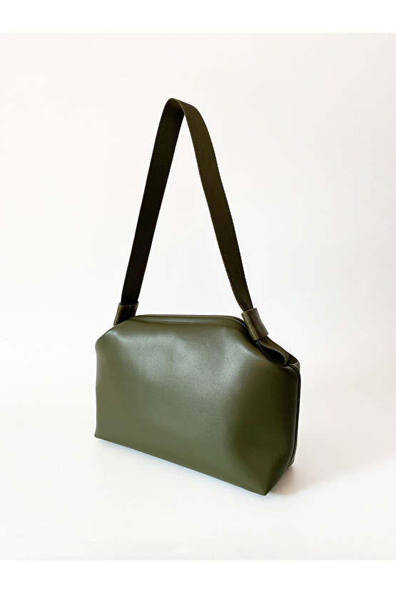 Heybes Kadın Haki Yeşil Vegan Deri Çıkarılabilir Saplı Omuz ve El Çantası