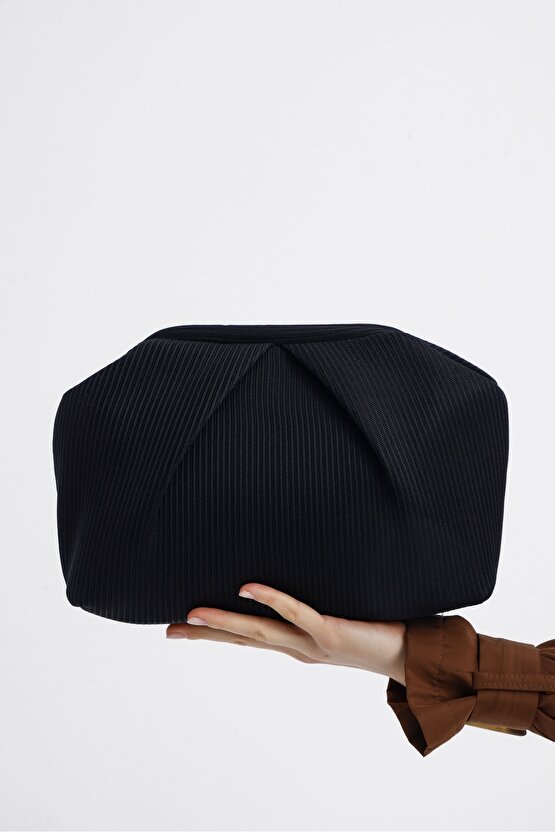 Heybes Kadın Siyah Piliseli Clutch El Çantası