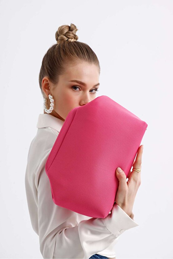Heybes Kadın Pembe Clutch Portföy El Çantası