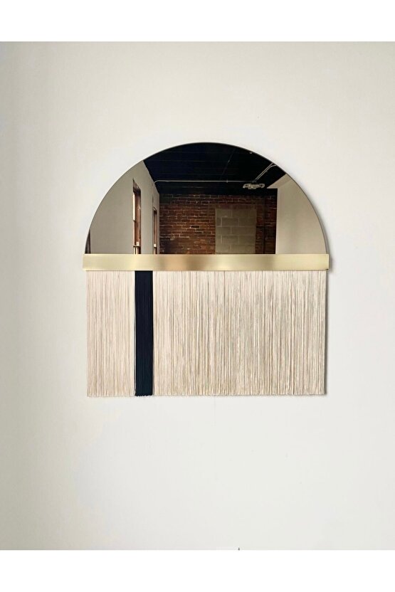 80x40 cm Yarım Ay Ayna  Bohem Ayna  Makrome Ayna