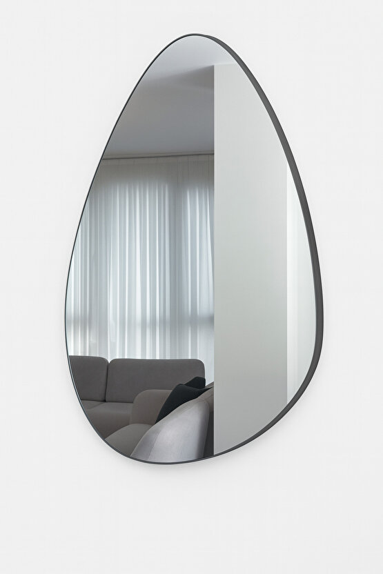 80x60 ASİMETRİK SİYAH ÇERÇEVELİ AYNA