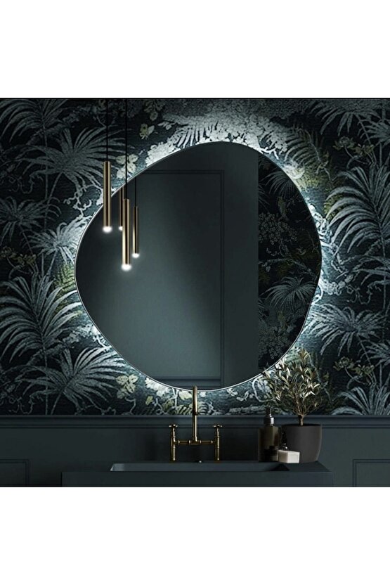 80 Cm Beyaz Ledli Asimetrik Banyo Aynası Makyaj Aynası