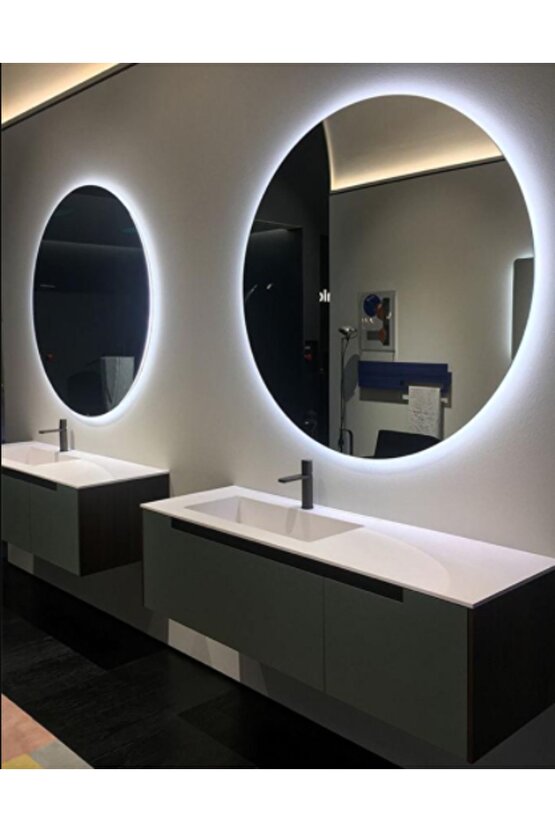 70 Cm Rgb Çok Renkli Ledli Yuvarlak Duvar Aynası Banyo Ve Makyaj Aynası Trafolu Kumandalı