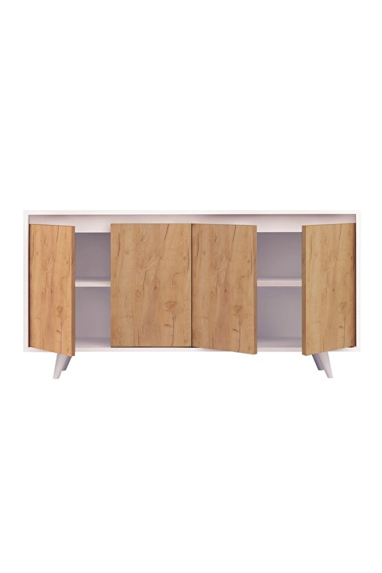 My Mob Nossa Konsol, Kahve Köşesi, Çok Amaçlı Dolap Beyaz Meşe