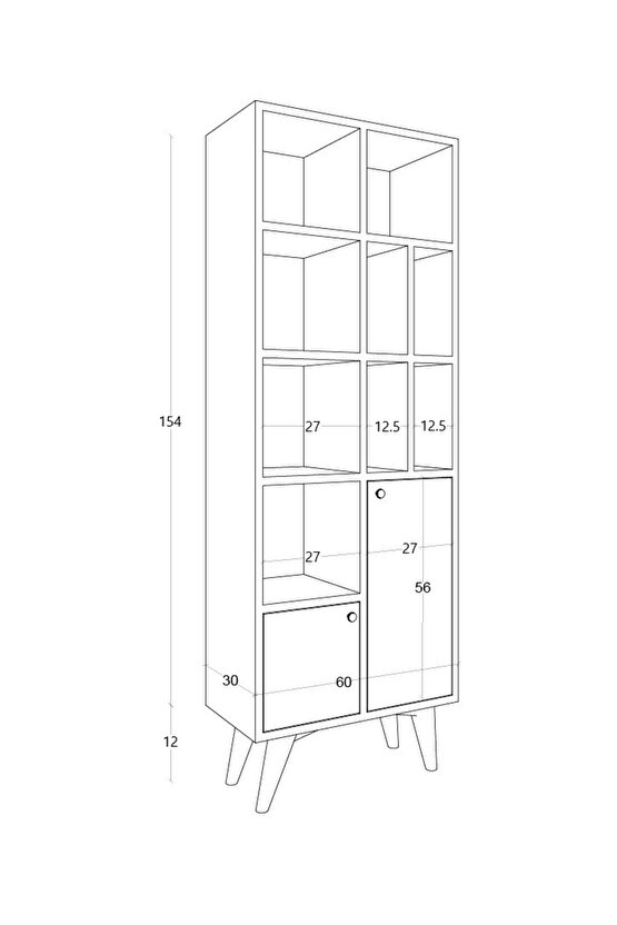 İda Bohem Kitaplık Safir Meşe-Vizon Bej