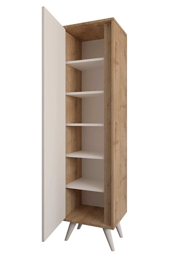 Ella Raflı Vestiyer Meşe-Beyaz