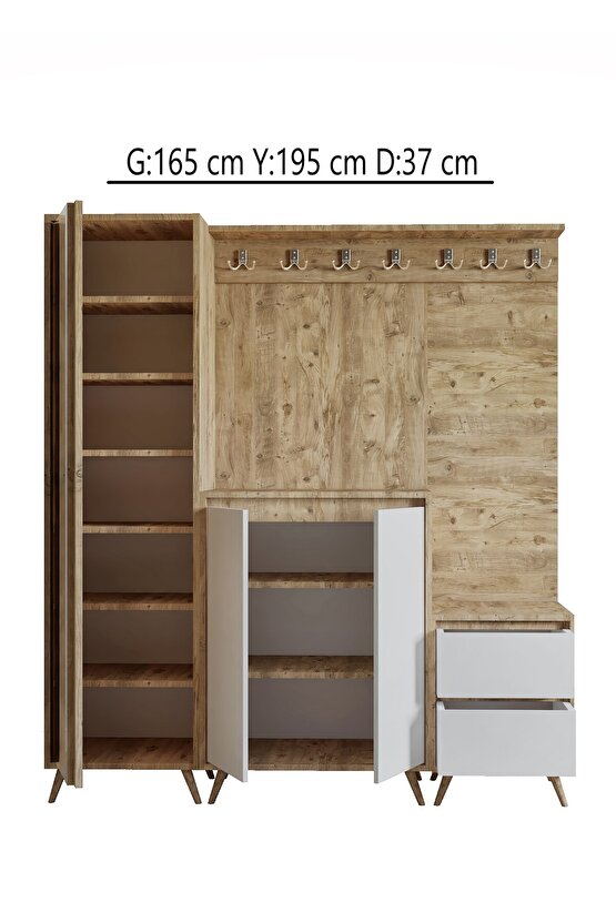 Portmanto Atlantik Çam-Beyaz