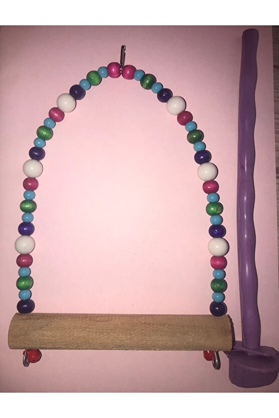 Papağan Kuşu Için Büyük Boy Boncuklu Zilli Salıncak