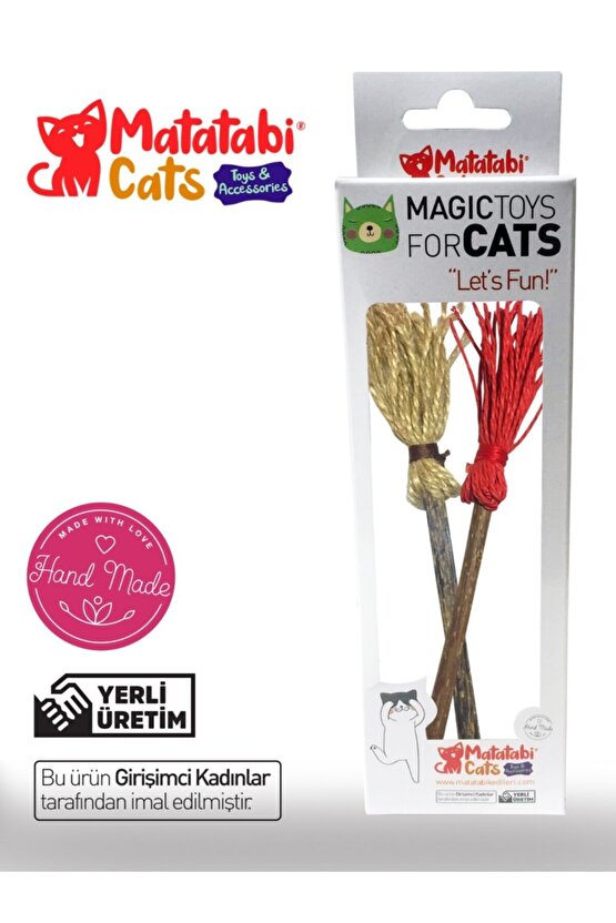 Süpürge Doğal Kedi Çiğneme Çubuğu, Ipli Kedi Oyuncağı 2 Li (KEDİ OTU DEĞİLDİR)