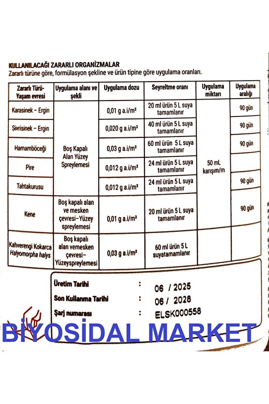 Kokarca Ilacı K-othrine Sc 50 500 Ml( Skt 06.2028 )