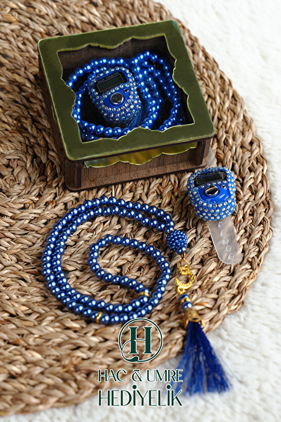 Hediyelik Tesbih Seti | Ahşap Kutulu Elektronik Tesbih ve 99lu İnci Tespih | Özel Gün Hediyesi