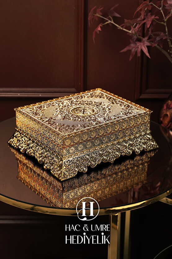 Sandık Kuran Kabı ve Kuran | Kuran Kutusu | Lüks Kitap Kutusu | Dekoratif Kuran Kabı Kuran Hediyeli