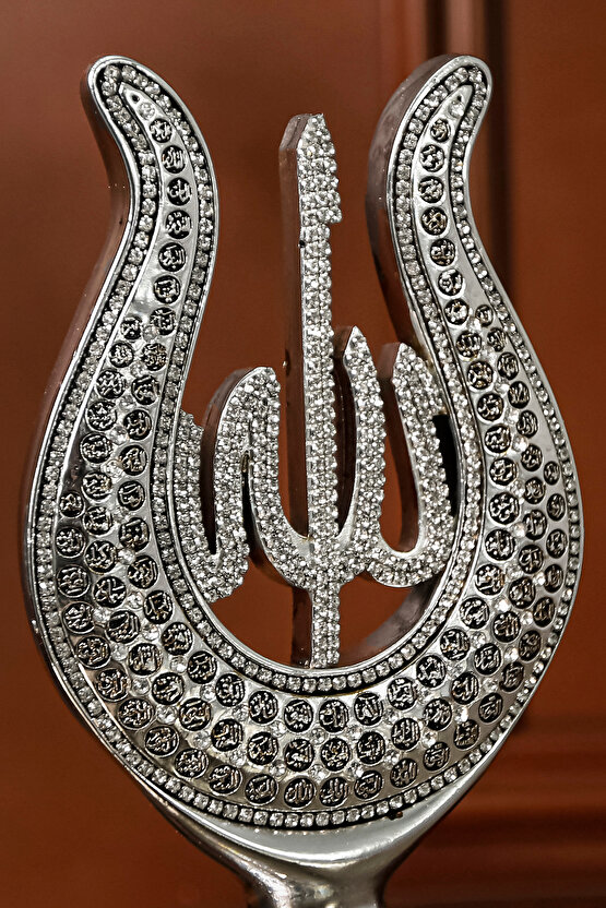 Ofis Biblo Ofis Dekor Hediyelik Lüks Gümüş Lale Allah Muhammed Dekoratif Obje Hediye Aksesuar Seti