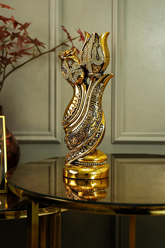 HEDİYELİK FİGÜR LÜKS AVANGARD FİGÜR KELİME-İ TEVHİD İŞLEMELİ ALLAH MUHAMMED DEKORATİF SÜS OBJE