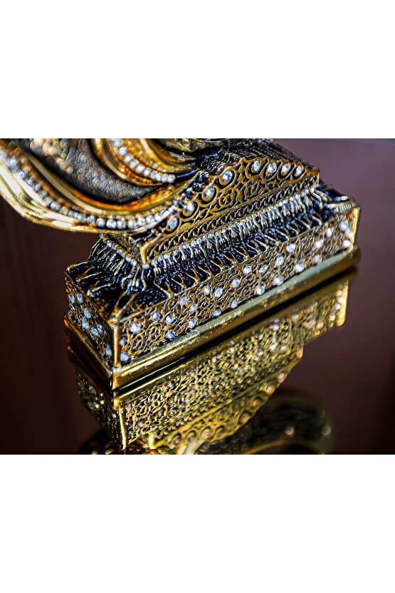 Gold Biblo Lüks Hediyelik Aksesuar Altın Kaplama Dini Islami Dekoratif Figür Vav Allah Muhammed Süs