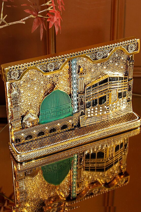 KABE VE MESCİDİ NEBEVİ KOMPOZİSYON DİNİ İSLAMİ BİBLO AKSESUAR HEDİYELİK DEKORATİF OBJE SÜS