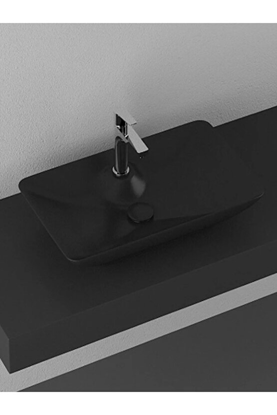 Sistema Y Clear Tezgah Üzeri Lavabo 65 Cm Mat Siyah Dekorsuz Delikli 10sy50065
