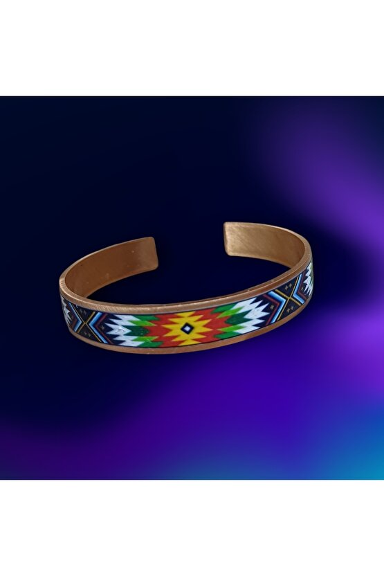 Bakir Bileklik Etnik Desen