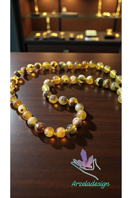 Doğal Taş Kehribar Kolye