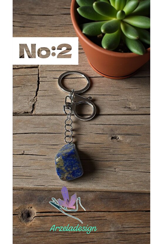 Doğal Taş Lapis Lazuli Anahtarlık Bereket Koruma Enerjisi