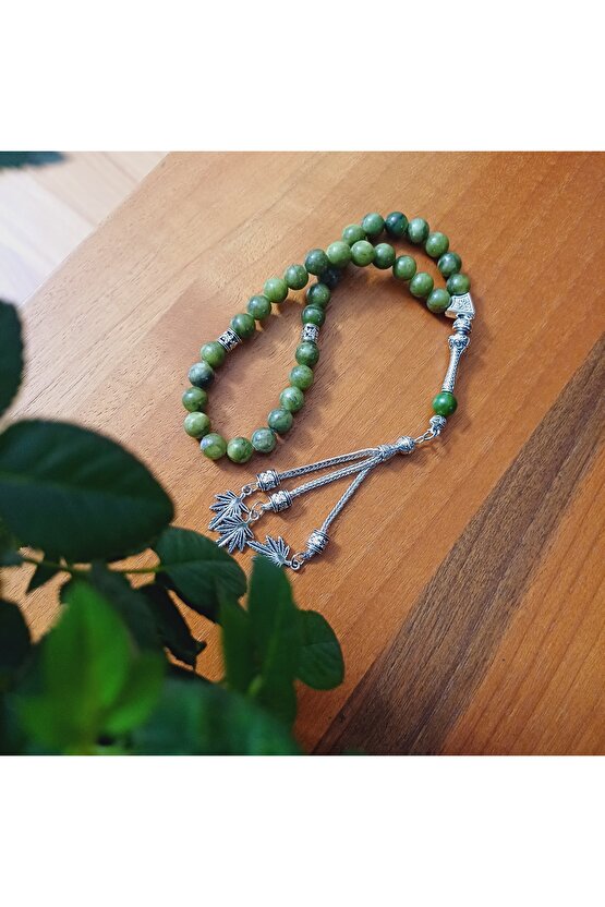 Doğal Taş Yeşim Kristali Erkek Tesbih 33 Lü