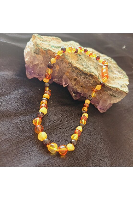 Doğal Taş KEHRİBAR KOLYE