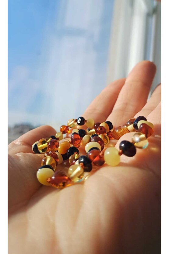 Doğal Taş Kehribar Bebek Kolye