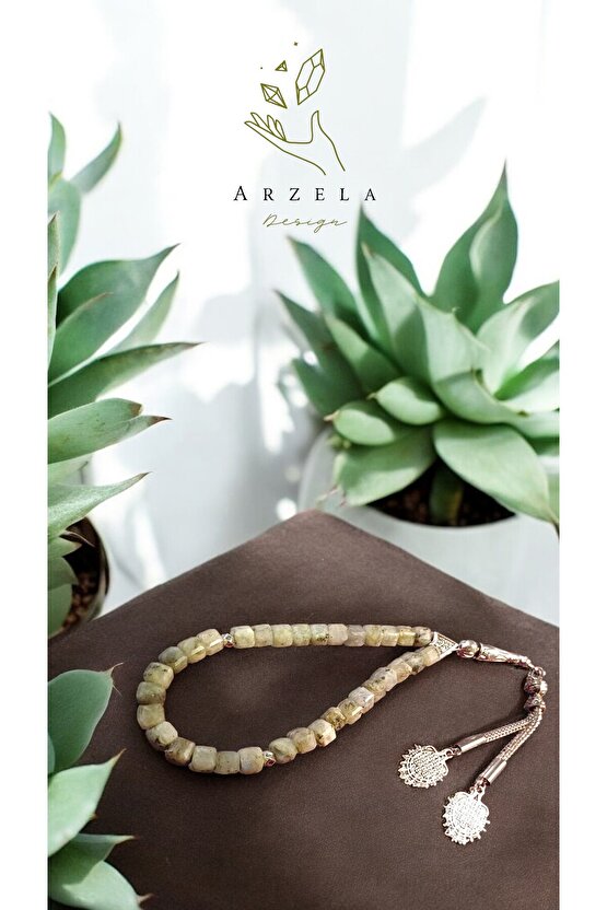 Doğal Taş Labradorit Erkek Tespıh 10mm Kare Faset Kesim