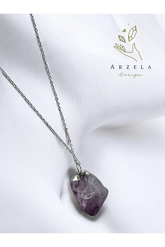 Doğal Taş AMETİST  KORUMA  KRİSTAL KOLYE