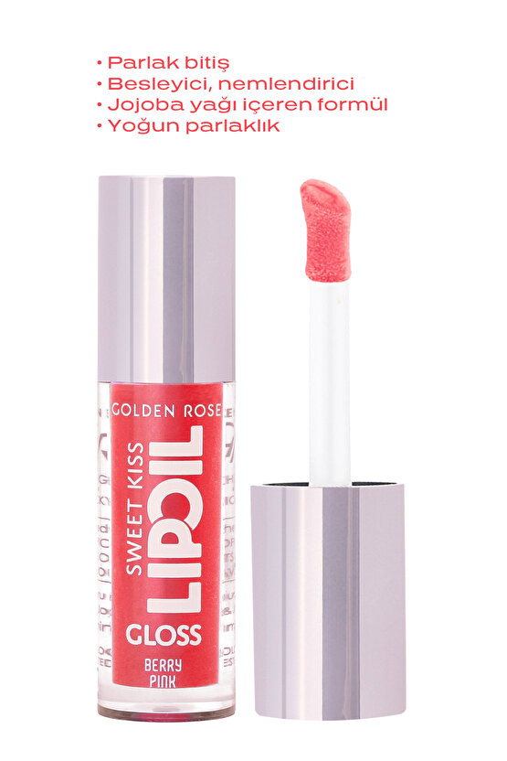 Sweet Kiss Lip Oil Gloss No:03 Dudak Parlatıcı Yağ Ahududu, Gül & Jojoba Yağlı 4,7 ml