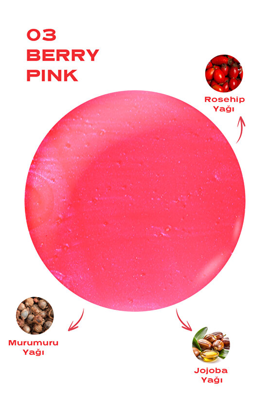 Sweet Kiss Lip Oil Gloss No:03 Dudak Parlatıcı Yağ Ahududu, Gül & Jojoba Yağlı 4,7 ml