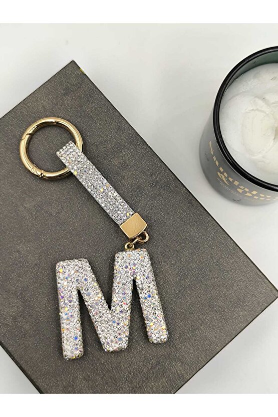 Zirkon Taşlı Charmlı Harf Anahtarlık