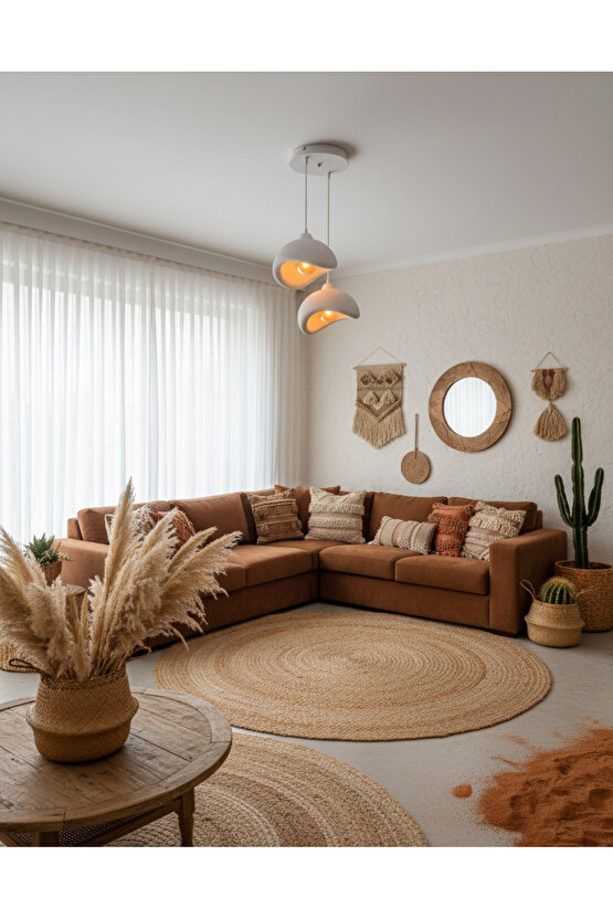 2 Li Sarkıt Avize Rustik E27 Modern Avize Bohem Beton Görünüm (RUSTİK AMPUL HEDİYEDİR.!)