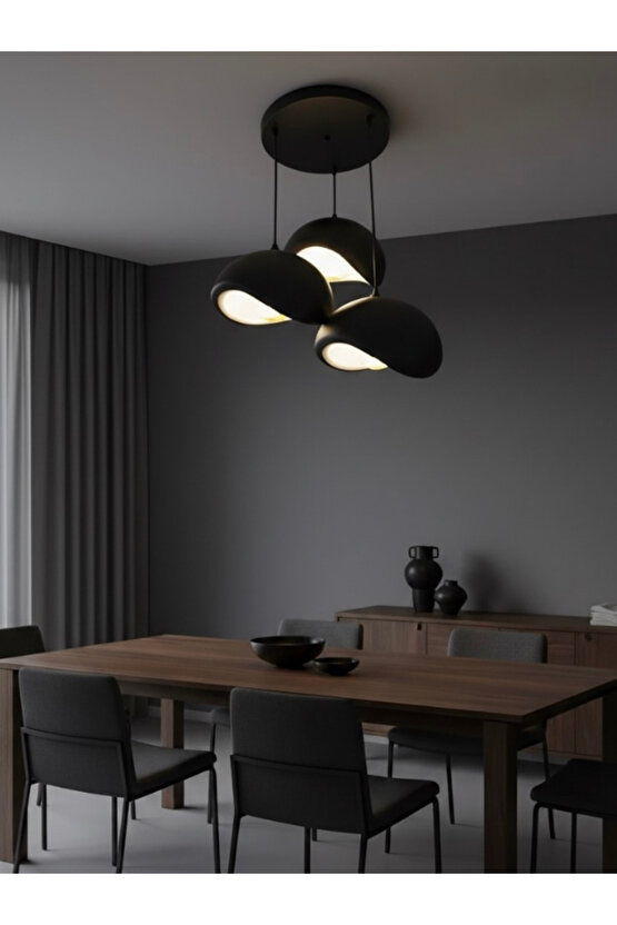 Beton Görünümlü İskandinav &Bohem Tarz 3’lü Avize