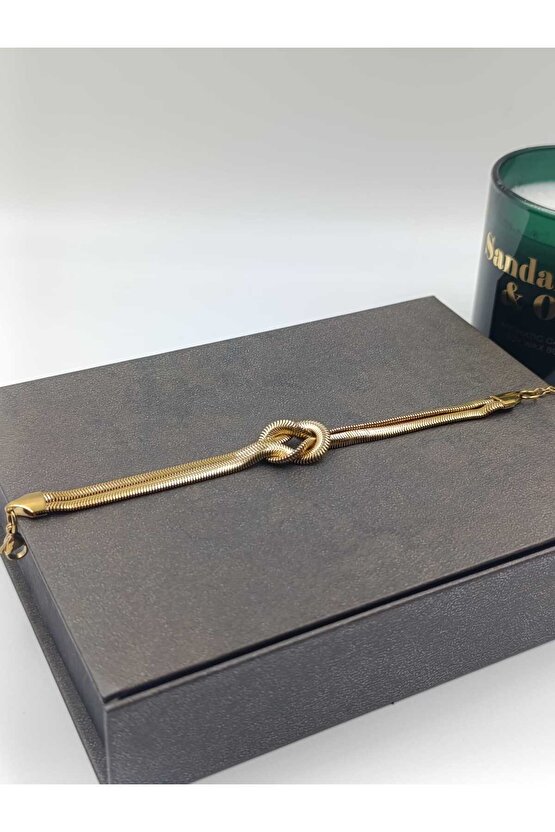 Çelik Gold İtalyan Yassı Düğüm Bileklik