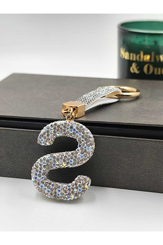 Zirkon Taşlı Charmlı Harf Anahtarlık