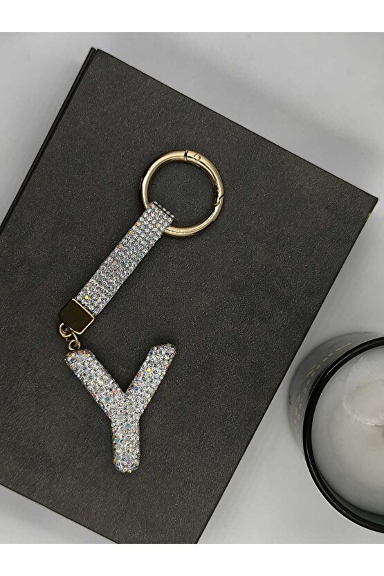 Zirkon Taşlı Charmlı Harf Anahtarlık