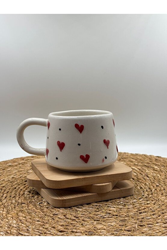 2 Adet Kabartma Desenli El Yapımı Seramik Kupa