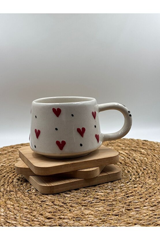 2 Adet Kabartma Desenli El Yapımı Seramik Kupa