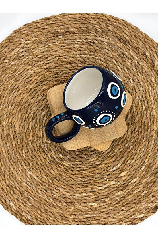 2 Adet Kabartma Desenli El Yapımı Seramik Kupa