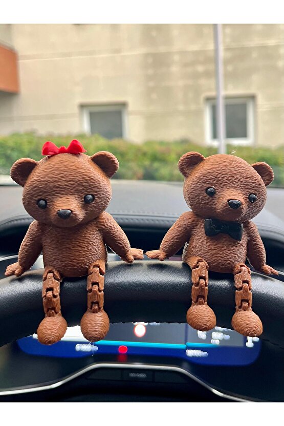 Sevimli Ayı Çifti 2li Set Ayıcık Dekoratif Torpido Süsü Araba Süsü- Araç Içi Aksesuar-oto Aksesuarı