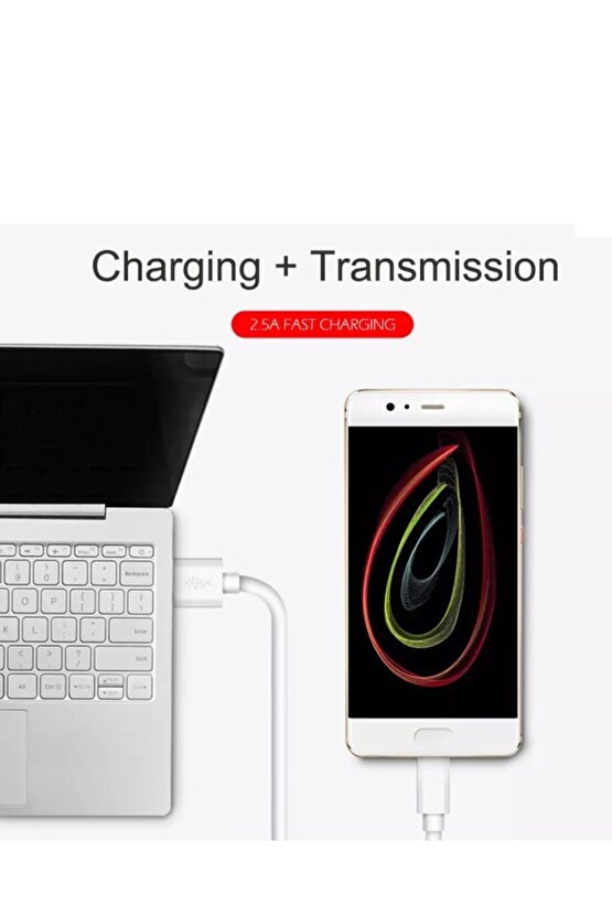 Samsung Galaxy S4 Micro Usb Şarj Ve Data Kablosu 3.0a - 2.4a - 5a Mikro Cihazlarına Tam Uyumlu Beyaz