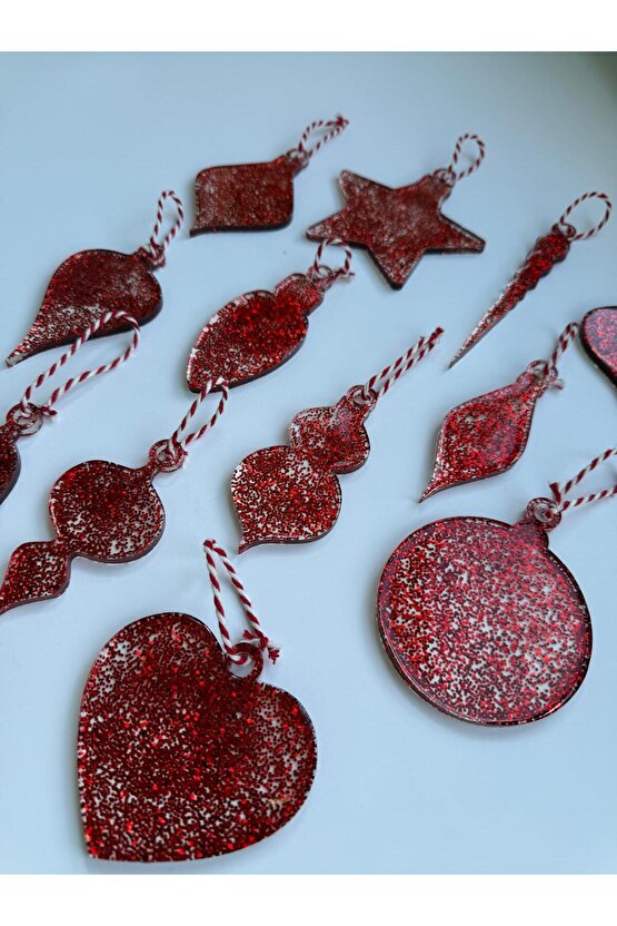 12 Adet epoksi yılbaşı ağacı süsleri 1