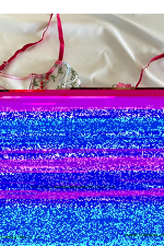 Çiçek Desenli Dantel Tül Bralet Takım