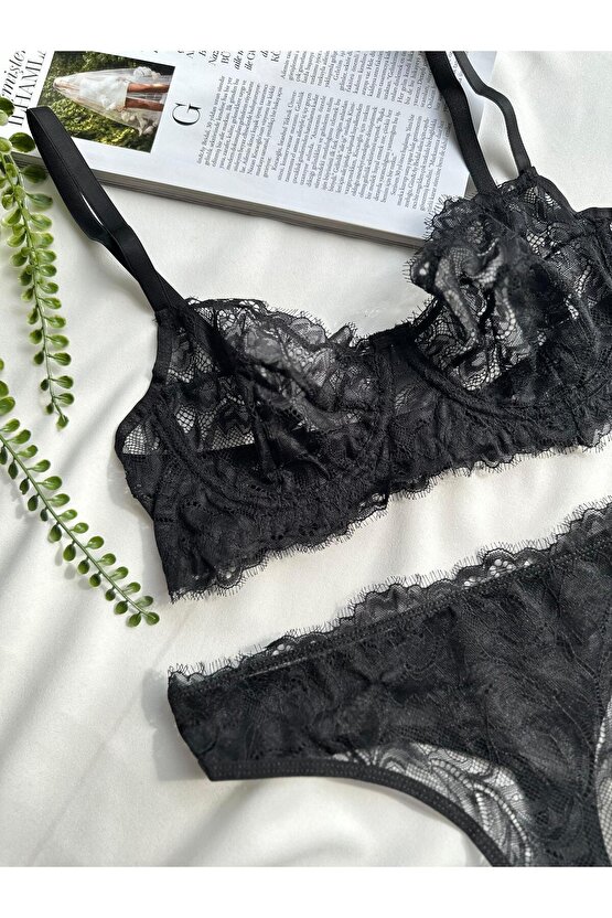 Dantel Balenli Sütyen Tanga Takım