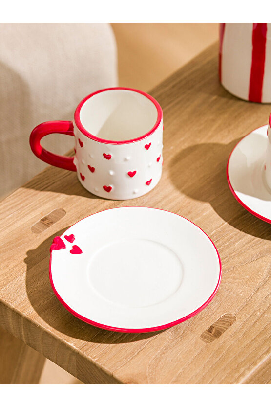 LCW HOME Kırmızı Kalp Baskılı 2 Kişilik Kahve Fincan Takımı 110 Ml